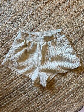 aerie Cream Waffle Gauze Athletic Shorts